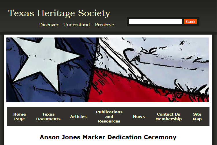 Texas Heritage Society - Anson Jones Marker Dedication Ceremony